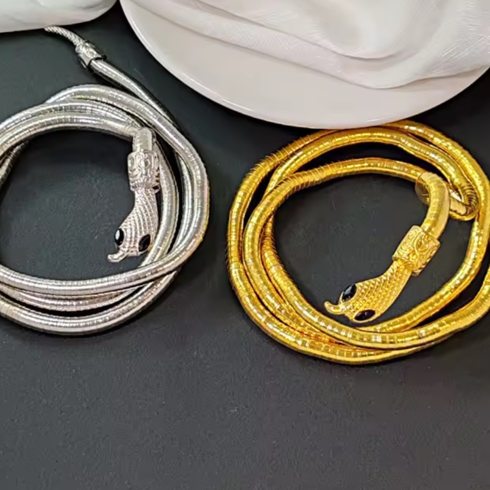 Serpent multi  Gold Snake Necklace - Picture 6 of 10